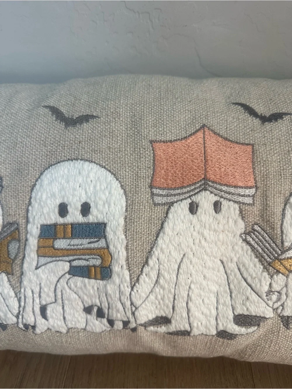 Cynthia Rowley Halloween Ghosts Reading Books 14x24 Embroidered Throw Pillow